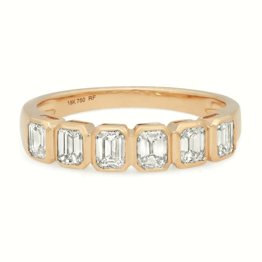 Rachel Koen 1.04Cttw Emerald Cut Bezel Diamond Ring 18K Yellow Gold Size 6.5